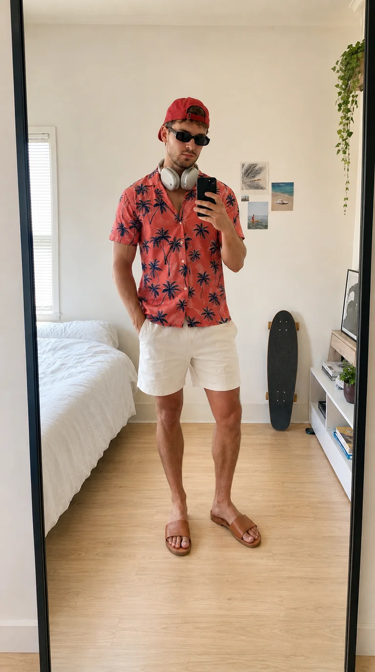 The model before the outfit change