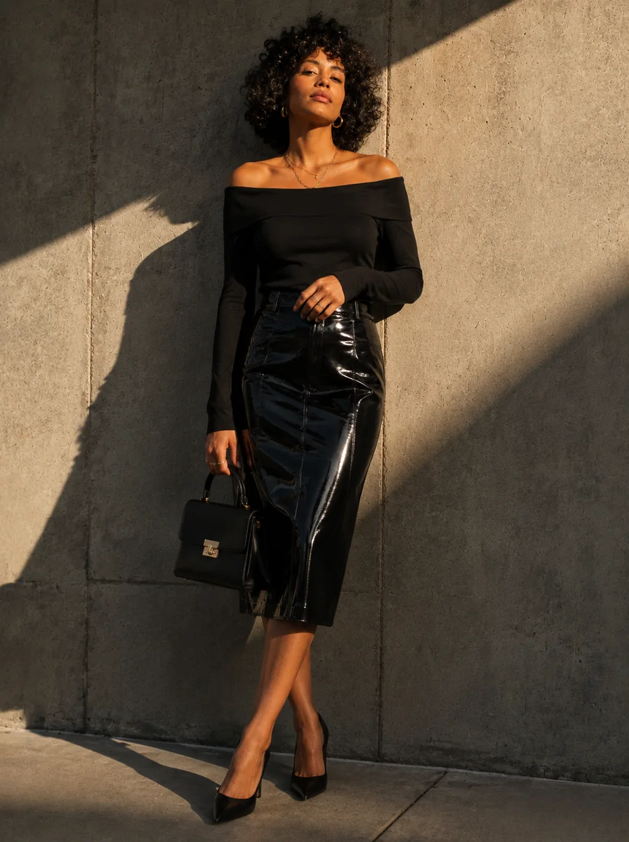 After-dark gloss: an AI virtual try-on outfit example