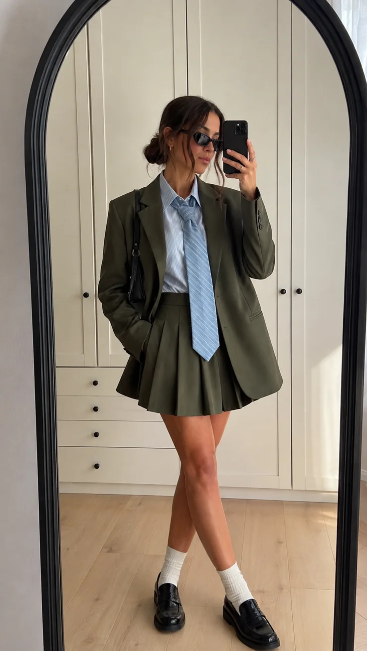 The model before the outfit change