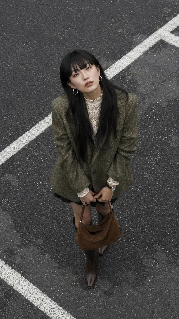 The model before the outfit change