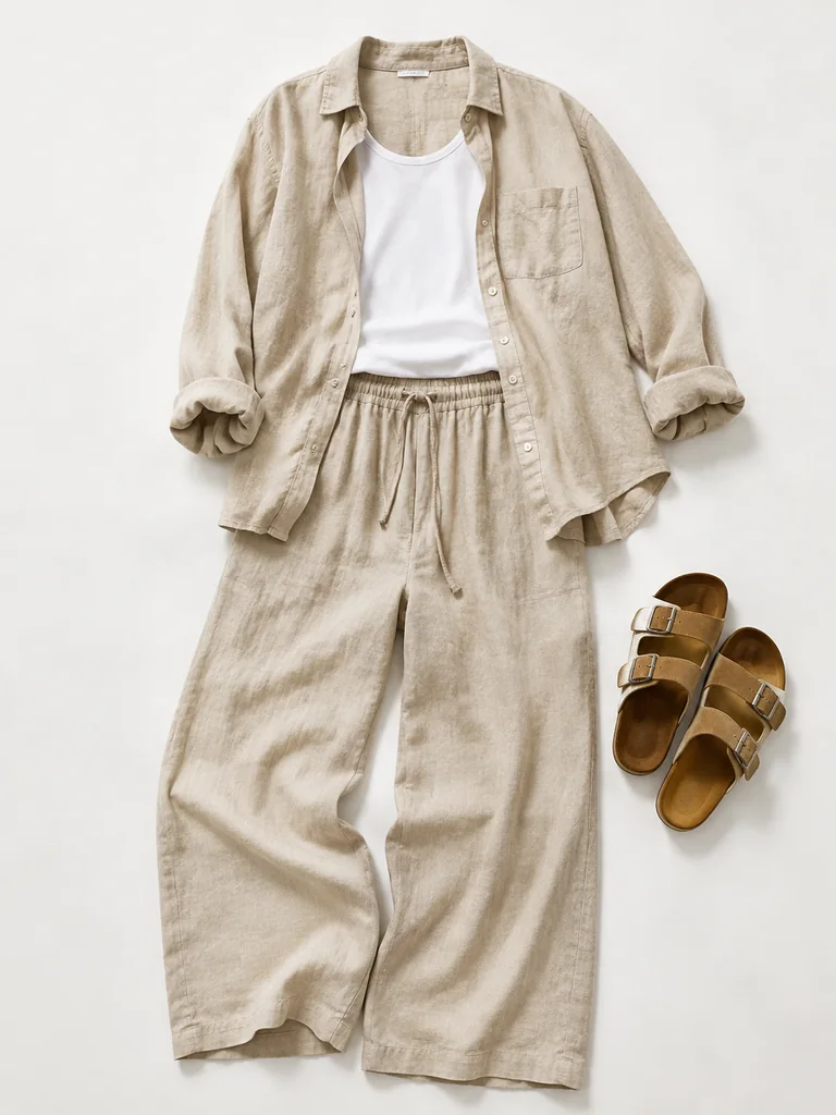 Linen off-duty outfit reference