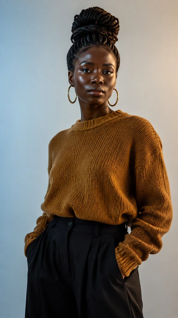 The model before the outfit change